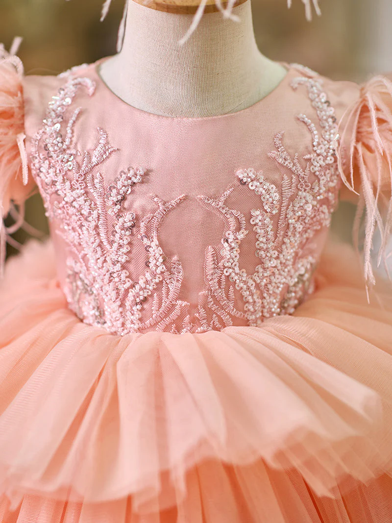 Ball-Gown/Princess Tulle Asymmetrical 1st Birthday Party Baby Girl Dress - Image 5