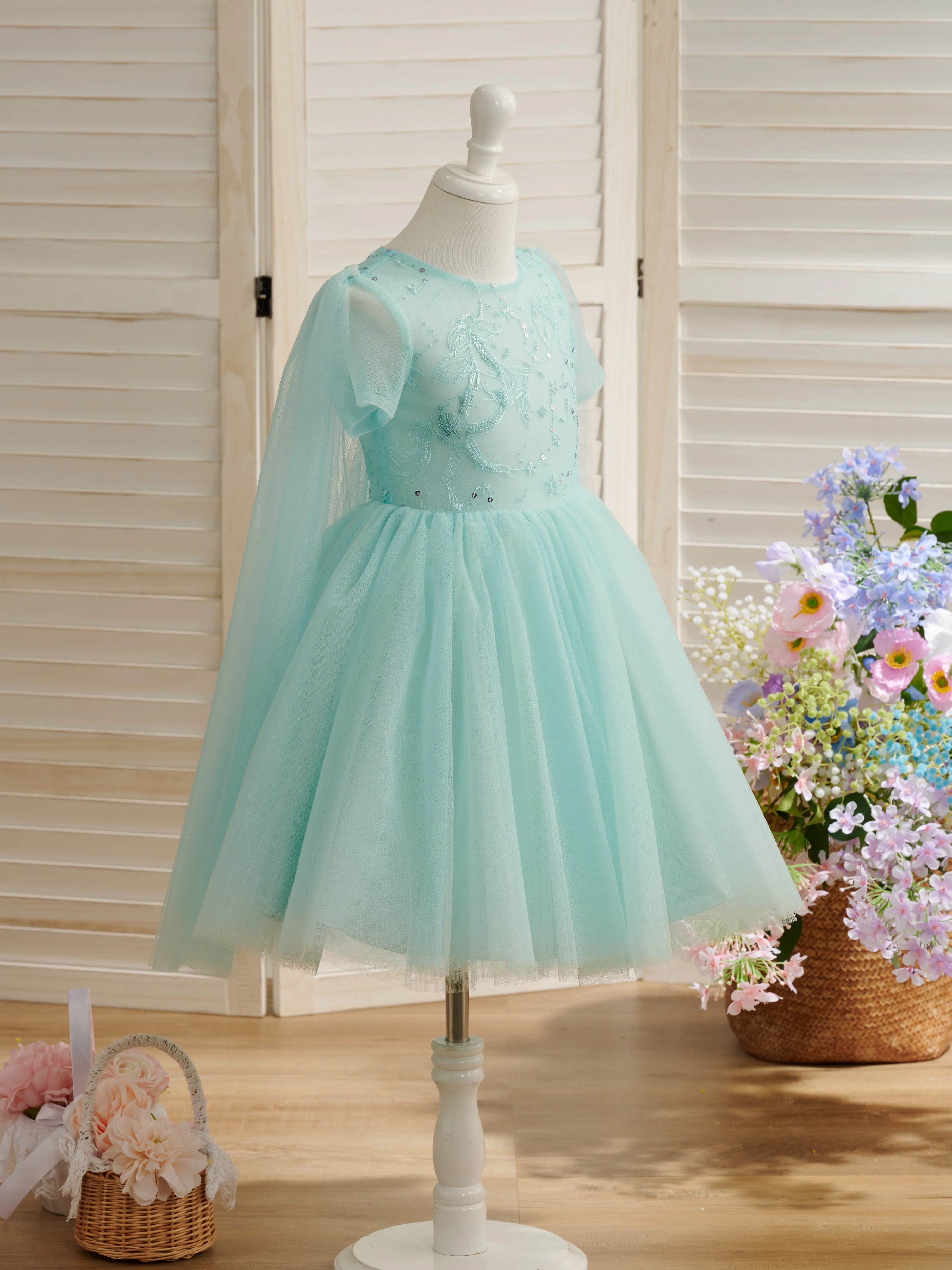 Ball-Gown/Princess Tulle Knee-length 1st Birthday Party Baby Girl Dress - Image 3