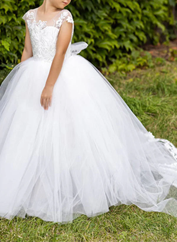 Ball Gown Scoop Flower Girl Dresses With Applique - Image 2