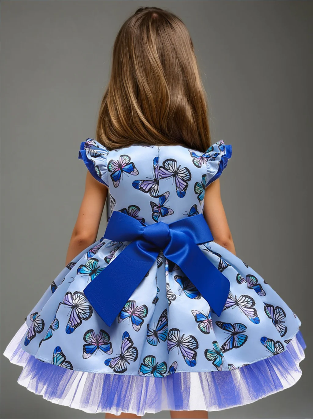 Ball-Gown Scoop Neck Short Sleeves Knee-Length Flower Girl Dress with Lace - Image 2