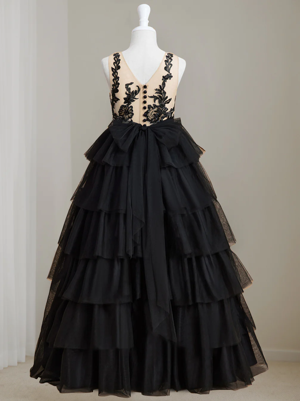 Ball-Gown Scoop Neck Sleeveless Floor-Length Flower Girl Dress with Lace - Image 4