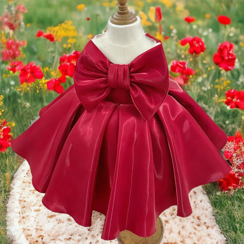 Ball-Gown Scoop Neck Sleeveless Knee-Length Flower Girl Dress with Bow - Image 4