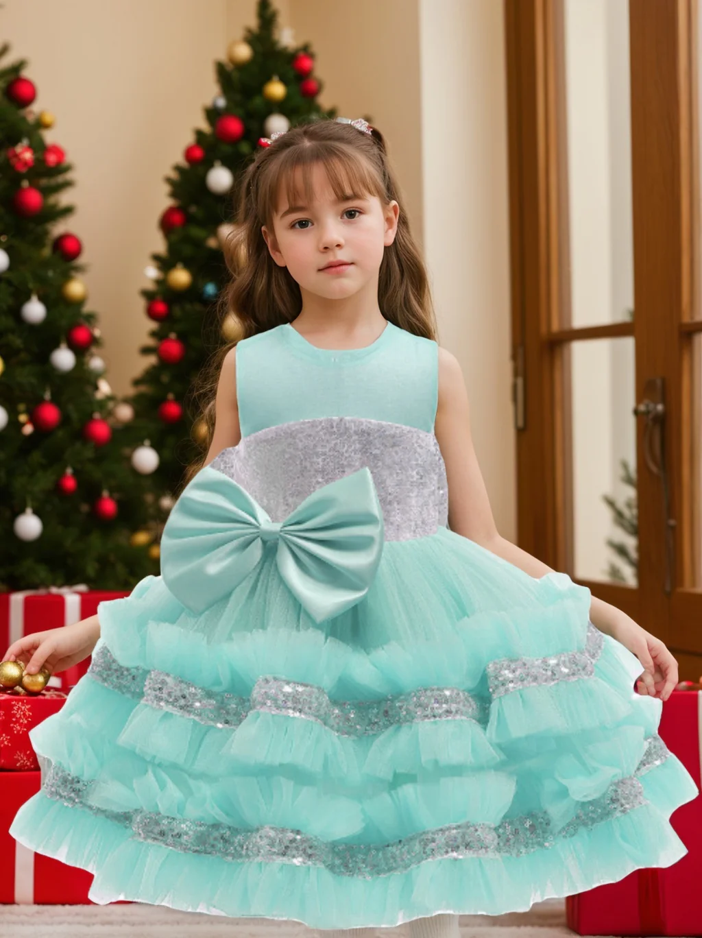 Ball-Gown Scoop Neck Sleeveless Knee-Length Flower Girl Dress with Bowknot & Lace - Image 2