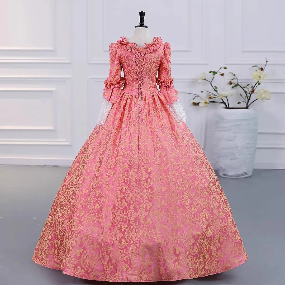 Ball Gown Square Neck 3/4 Length Sleeves Floor-Length Evening Party Gothic Victorian Vintage Inspired Costume Medieval Princess Prom Dress - Image 11