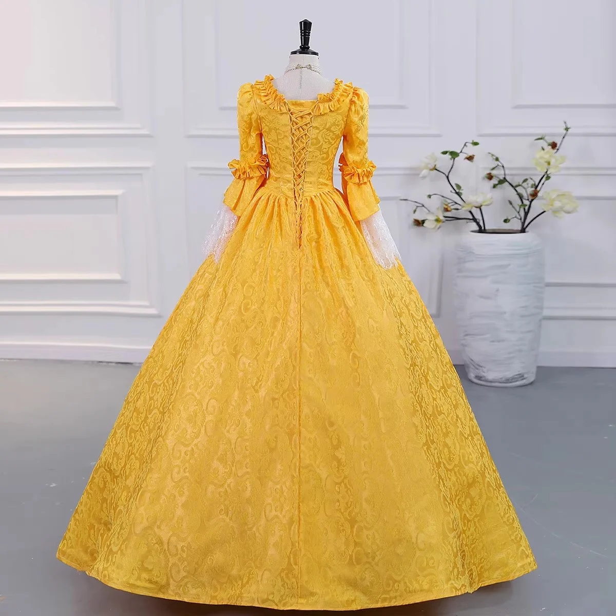 Ball Gown Square Neck 3/4 Length Sleeves Floor-Length Evening Party Gothic Victorian Vintage Inspired Costume Medieval Princess Prom Dress - Image 13