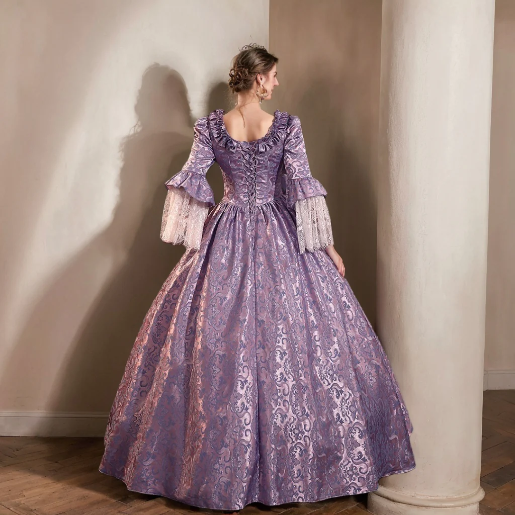 Ball Gown Square Neck 3/4 Length Sleeves Floor-Length Evening Party Gothic Victorian Vintage Inspired Costume Medieval Princess Prom Dress - Image 2