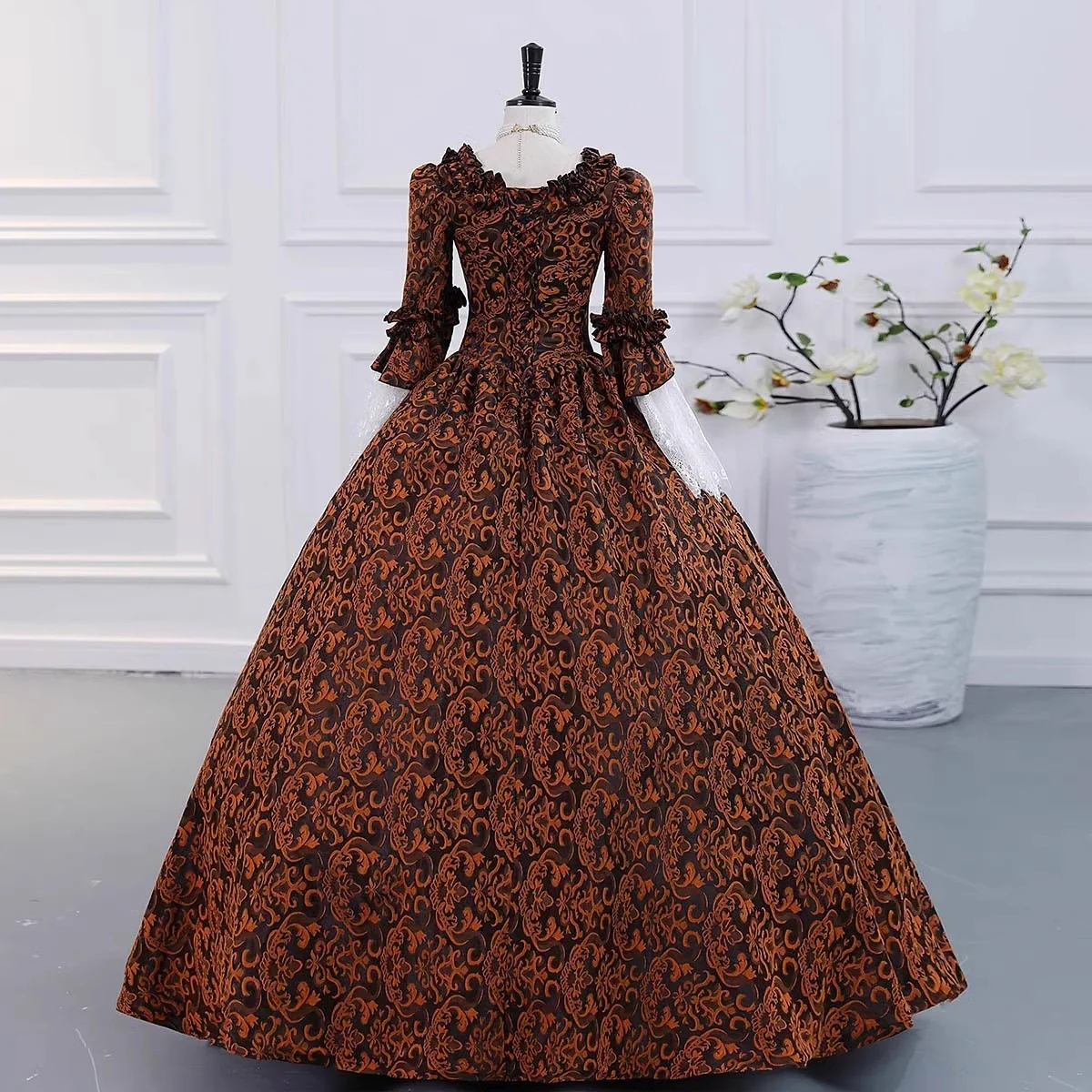 Ball Gown Square Neck 3/4 Length Sleeves Floor-Length Evening Party Gothic Victorian Vintage Inspired Costume Medieval Princess Prom Dress - Image 5