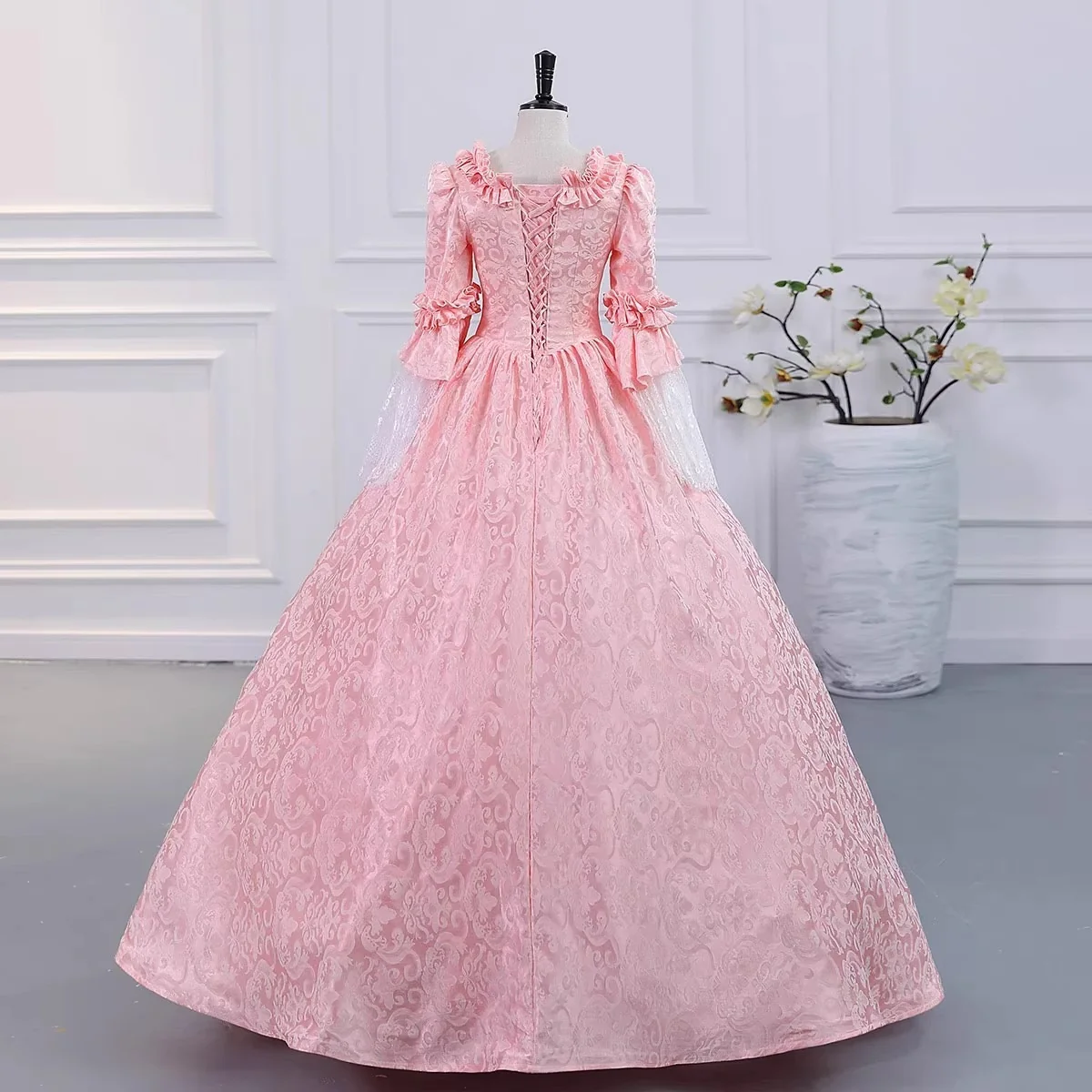 Ball Gown Square Neck 3/4 Length Sleeves Floor-Length Evening Party Gothic Victorian Vintage Inspired Costume Medieval Princess Prom Dress - Image 7