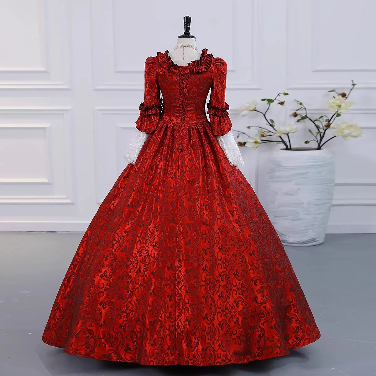 Ball Gown Square Neck 3/4 Length Sleeves Floor-Length Evening Party Gothic Victorian Vintage Inspired Costume Medieval Princess Prom Dress - Image 9