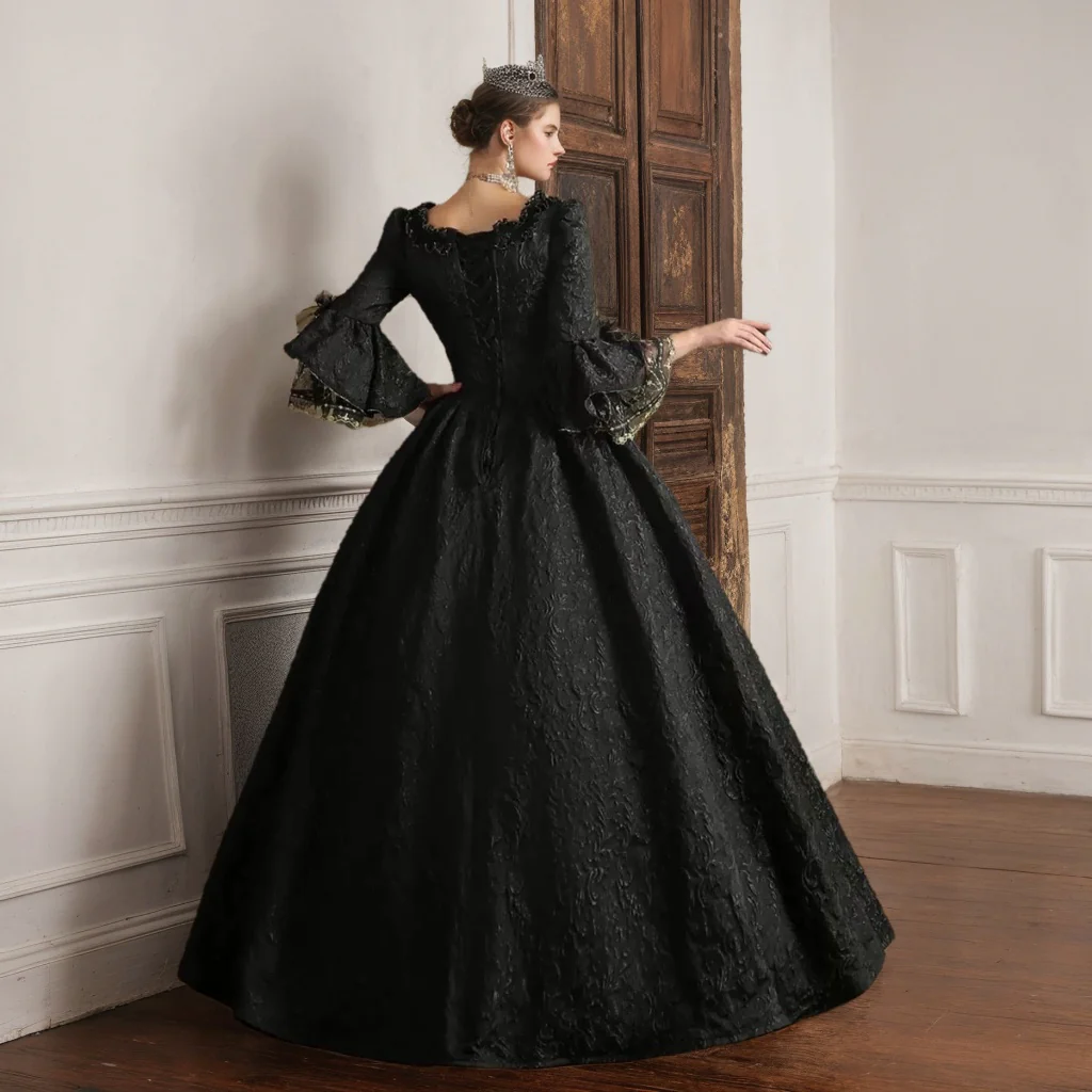 Ball Gown Square Neck 3/4 Length Sleeves Floor-Length Lace Victorian Party Costume Masquerade Cosplay Rococo Prom Quinceanera Dress - Image 2