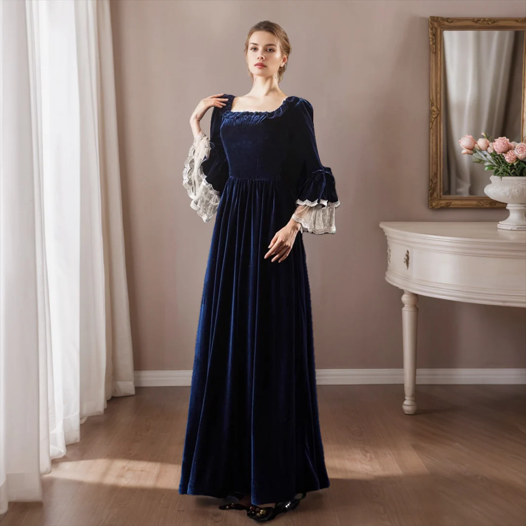 Ball Gown Square Neck 3/4 Length Sleeves Floor Length Royal Halloween Baroque Victorian Party Costume Masquerade Lace Party & Evening Rococo Dress - Image 3