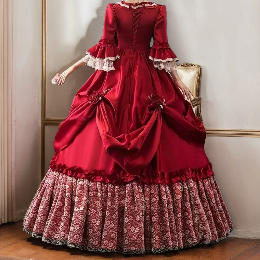 Ball Gown Square Neck 3/4 Length Sleeves Floor-Length Victorian Party Costume Masquerade Cosplay Rococo Prom Quinceanera Dress - Image 2
