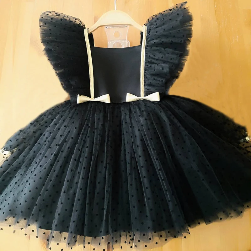 Ball-Gown Square Neck Sleeveless Knee-Length Flower Girl Dress with Lace & Bowknot - Image 2