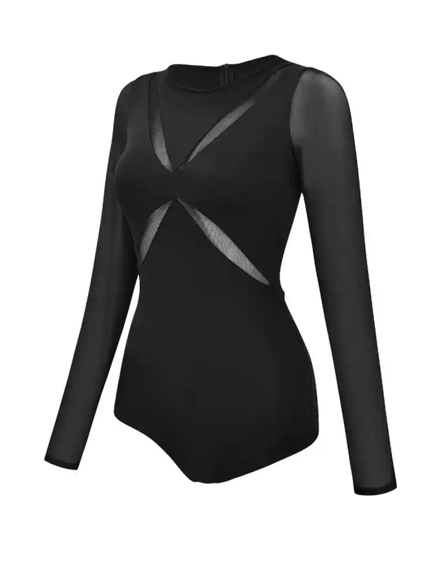 Ballet Round Neck Long Sleeves Black Dance Basic Training Leotard / Onesie - Image 7
