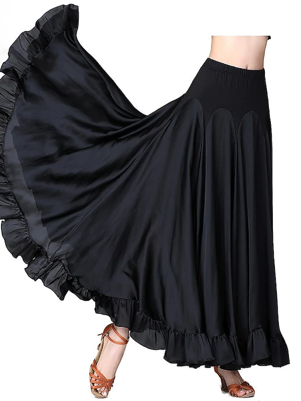 Ballroom Dance Skirts Ruffles Women's Performance High Polyester - Image 2
