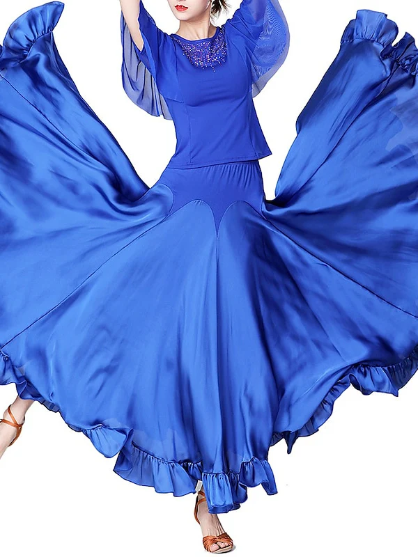 Ballroom Dance Skirts Ruffles Women's Performance High Polyester - Image 3