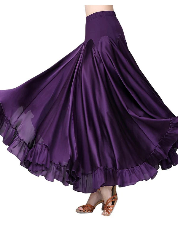 Ballroom Dance Skirts Ruffles Women's Performance High Polyester - Image 4