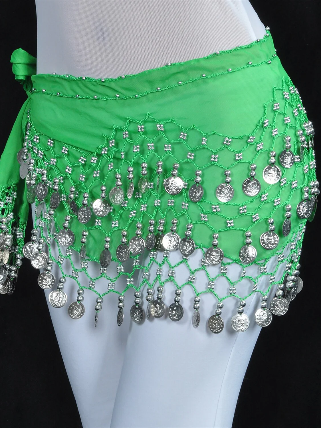 Belly Accessories Dance Hip Scarf Coin Beading Sequins Women's Training Chiffon