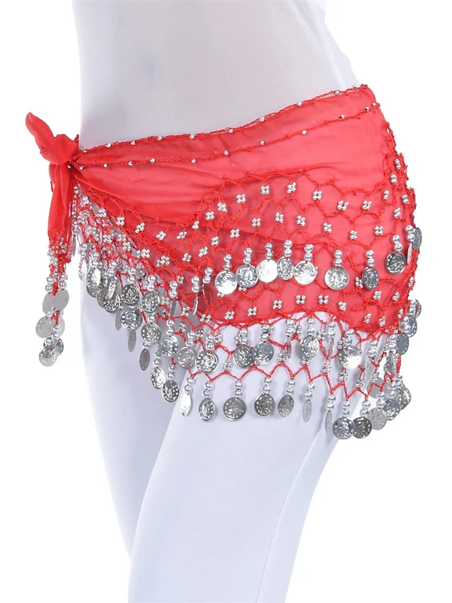 Belly Accessories Dance Hip Scarf Coin Beading Sequins Women's Training Chiffon - Image 8