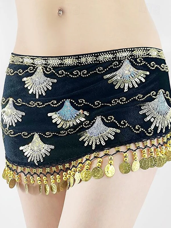 Belly Dance Belt Gold Coin Splicing Paillette Women's Performance Training High Polyester - Image 2