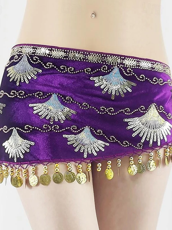 Belly Dance Belt Gold Coin Splicing Paillette Women's Performance Training High Polyester - Image 3