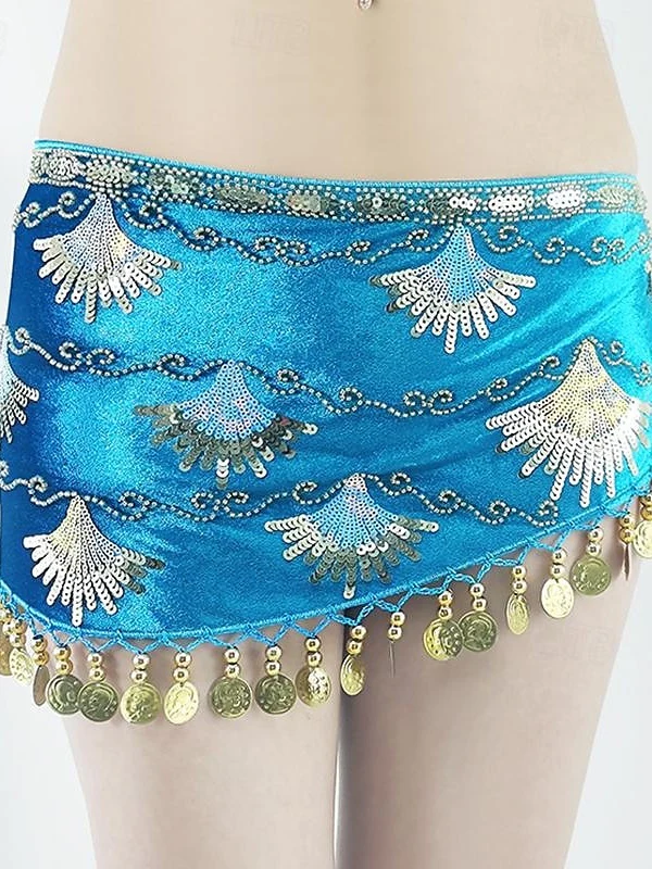 Belly Dance Belt Gold Coin Splicing Paillette Women's Performance Training High Polyester - Image 4