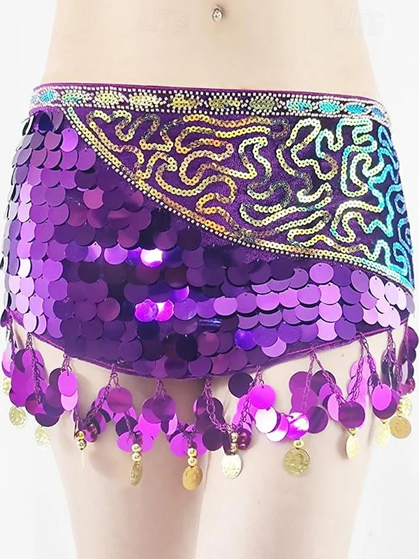 Belly Dance Belt Splicing Sequins Women's Performance Training Sleeveless High Polyester - Image 2