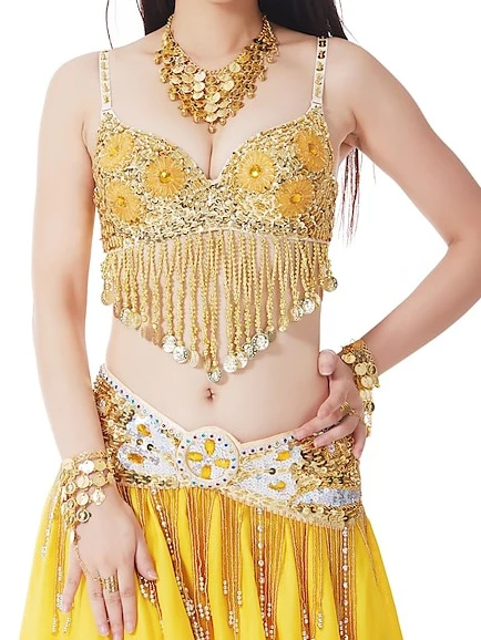 Belly Dance Coin Beading Sequin Women's Training Performance - Image 4