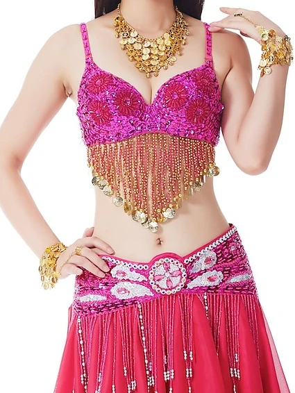 Belly Dance Coin Beading Sequin Women's Training Performance - Image 9
