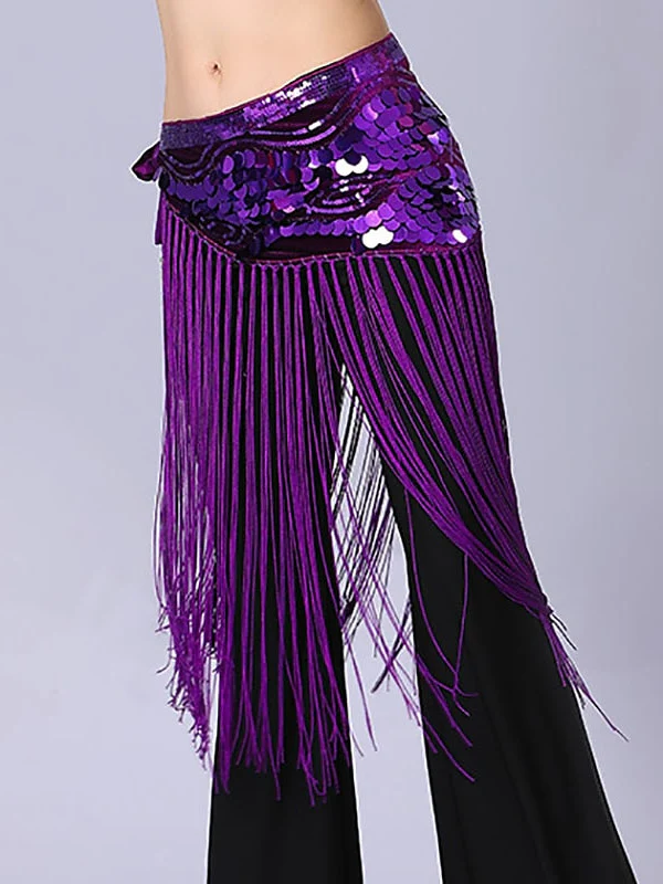 Belly Dance Dance Accessories Belt Glitter Cinch Cord Tassel Women's Performance Training High Polyester Sequined - Image 2