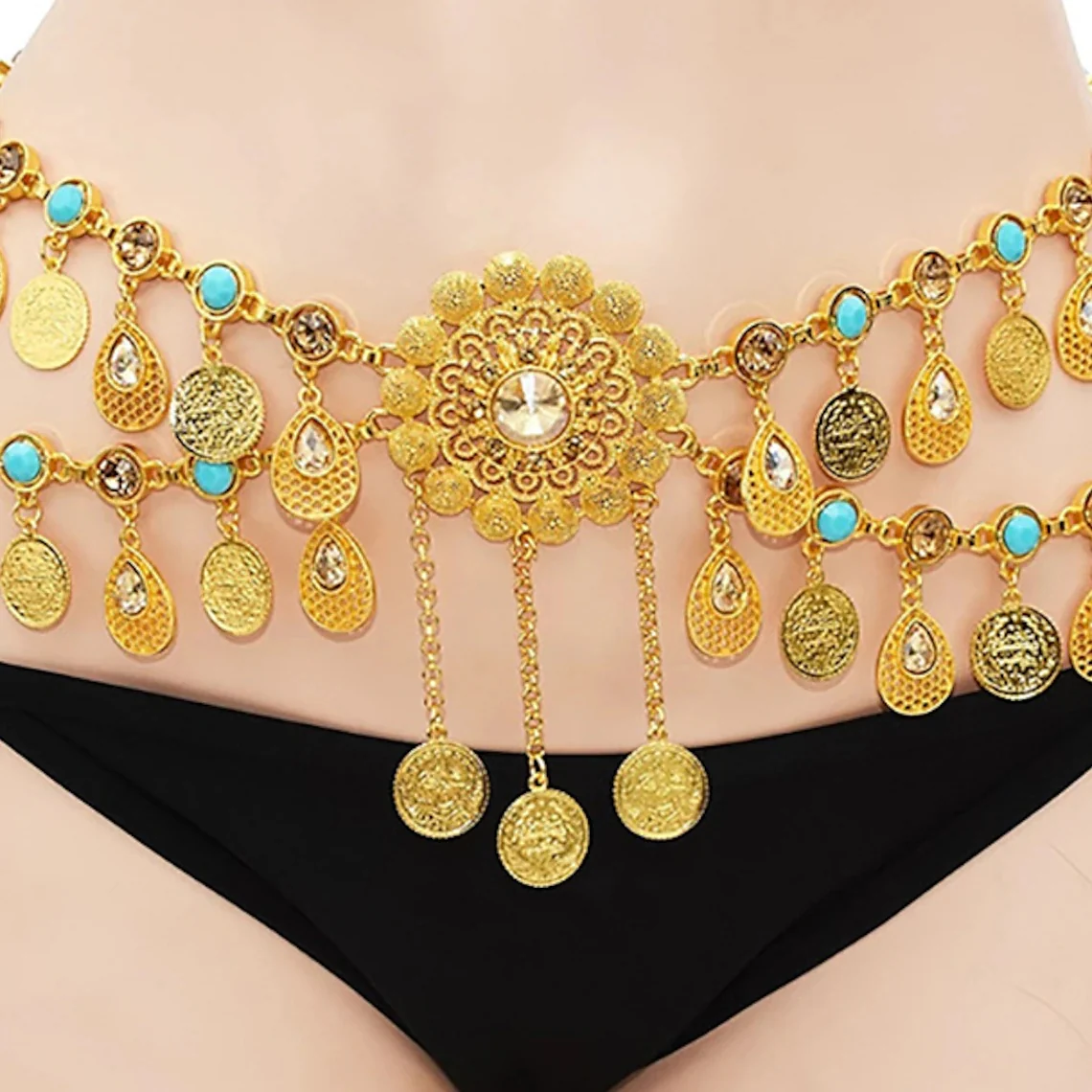 Belly Dance Dance Accessories Belt Glitter Crystal / Rhinestone Metal Chain Women's Performance - Image 2