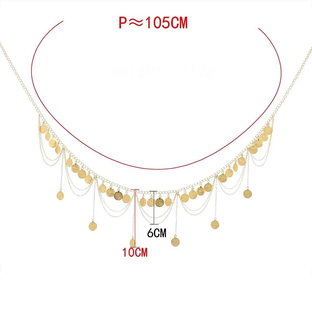 Belly Dance Dance Accessories Belt Metal Chain Gold Coin Silver Coin Women's Performance - Image 3