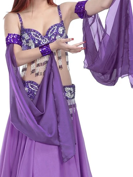 Belly Dance Dance Accessories Bracelets Pure Color Splicing Paillette Women's Training Performance - Image 2