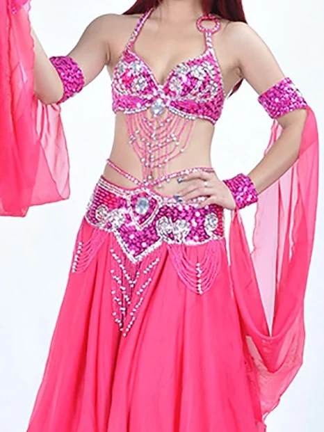 Belly Dance Dance Accessories Bracelets Pure Color Splicing Paillette Women's Training Performance - Image 5