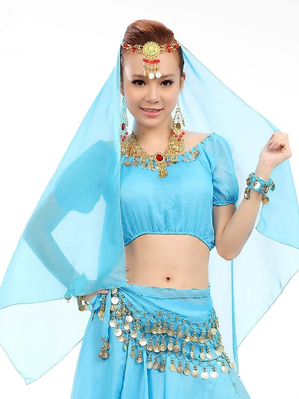 Belly Dance Dance Accessories  Copper Coin Pure Color Splicing Women's Training Performance Tulle Metal - Image 2
