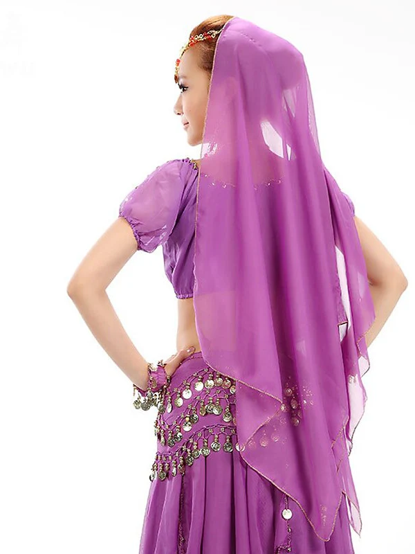 Belly Dance Dance Accessories  Copper Coin Pure Color Splicing Women's Training Performance Tulle Metal - Image 4