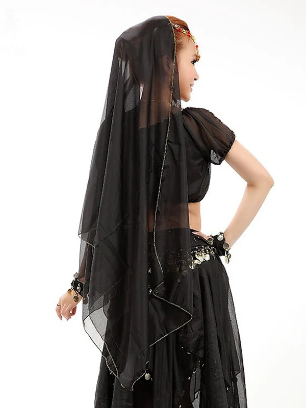 Belly Dance Dance Accessories  Copper Coin Pure Color Splicing Women's Training Performance Tulle Metal - Image 5