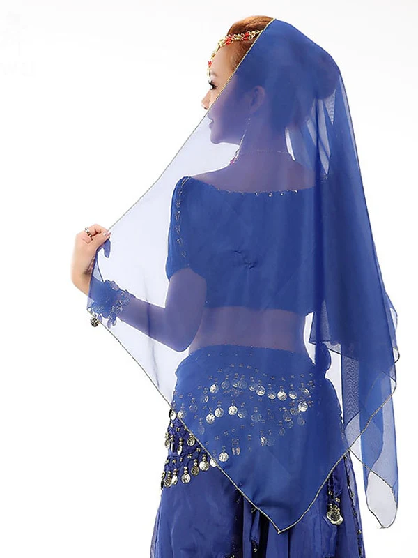 Belly Dance Dance Accessories  Copper Coin Pure Color Splicing Women's Training Performance Tulle Metal - Image 6