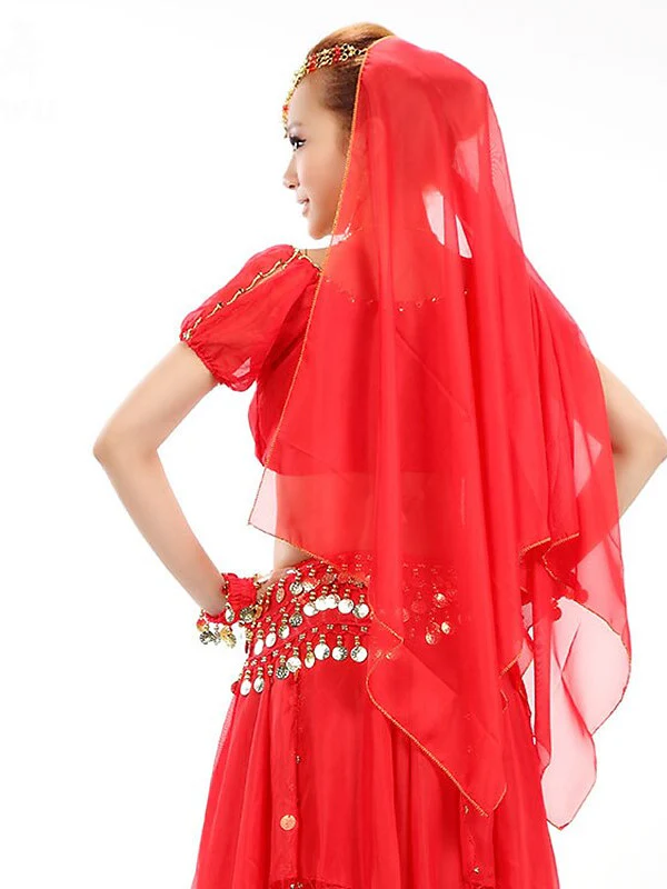 Belly Dance Dance Accessories  Copper Coin Pure Color Splicing Women's Training Performance Tulle Metal - Image 7
