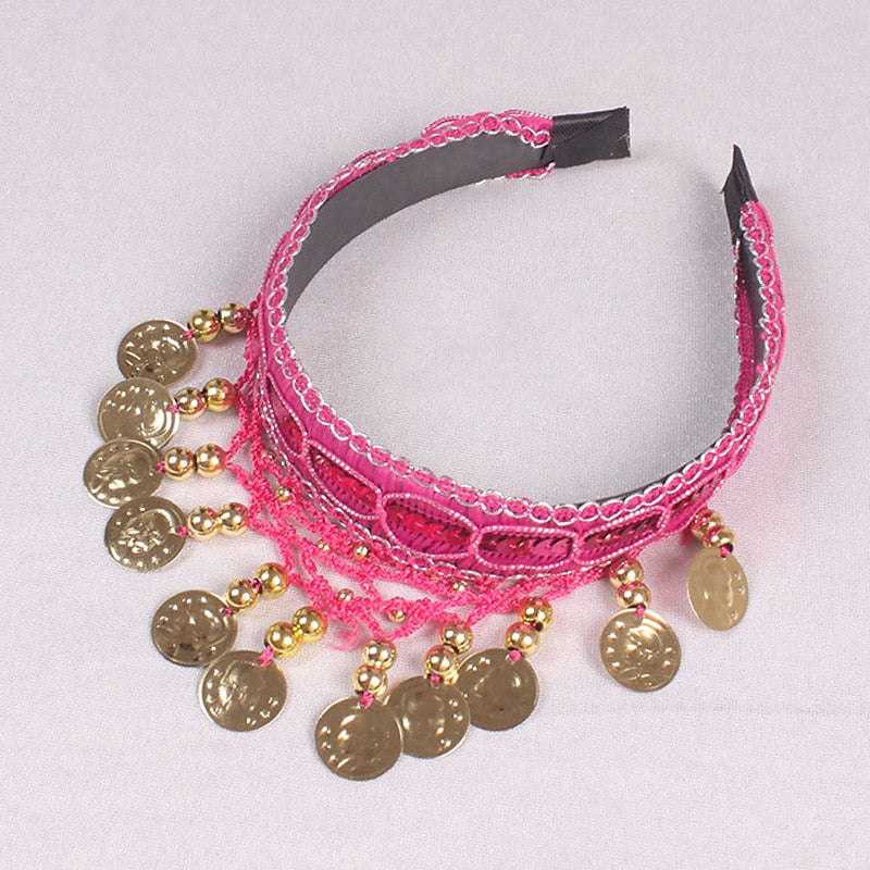 Belly Dance Dance Accessories Headwear Pure Color Splicing Paillette Women's Training Performance - Image 4