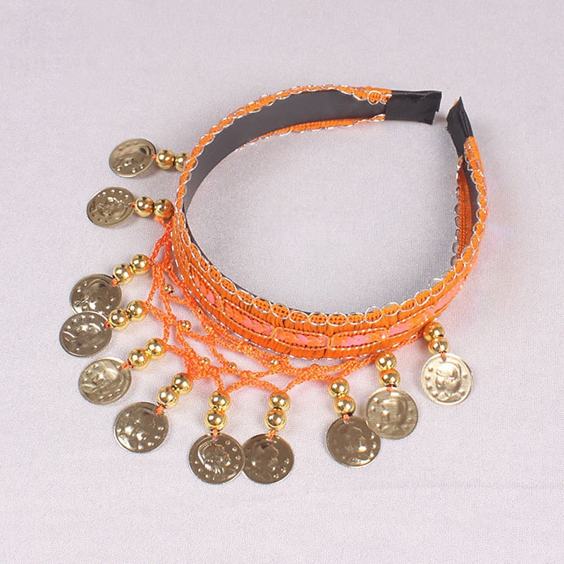 Belly Dance Dance Accessories Headwear Pure Color Splicing Paillette Women's Training Performance - Image 6