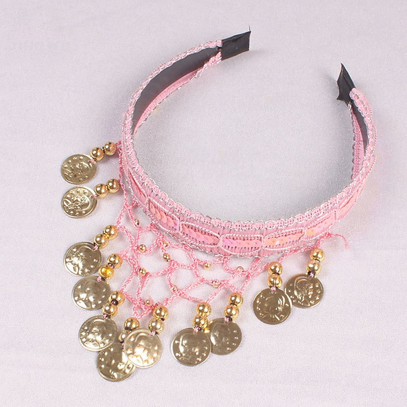 Belly Dance Dance Accessories Headwear Pure Color Splicing Paillette Women's Training Performance - Image 8