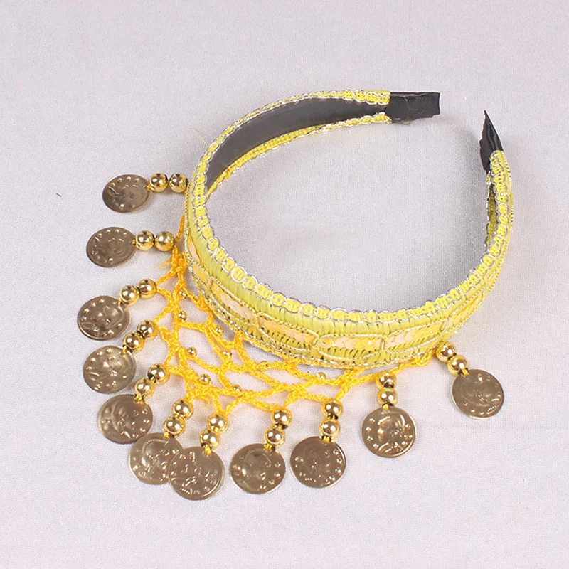 Belly Dance Dance Accessories Headwear Pure Color Splicing Paillette Women's Training Performance - Image 9