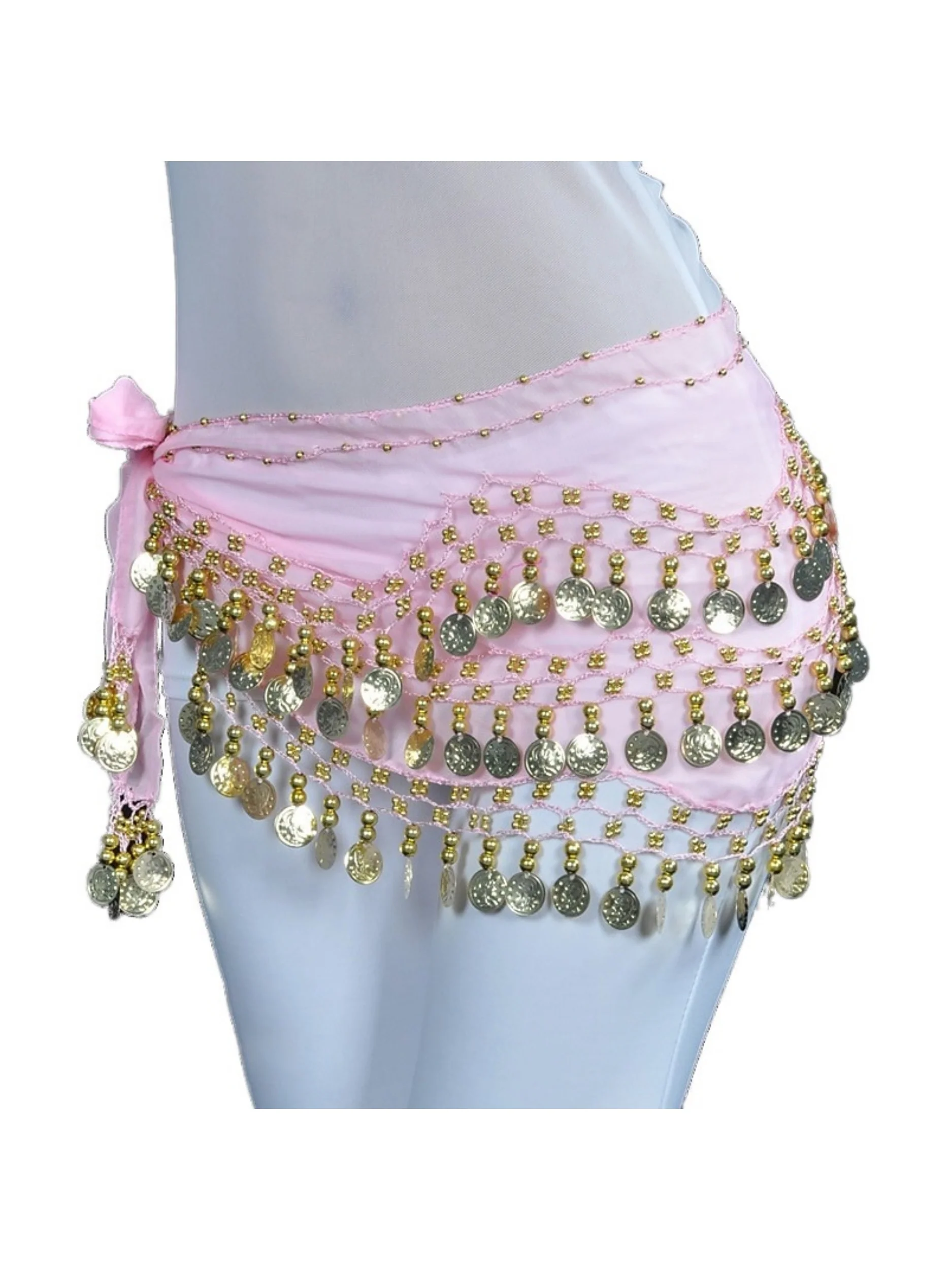 Belly Dance Hip Scarf Coin Sequin Women's Training Chiffon / Ballroom Gold Coin Belt - Image 10