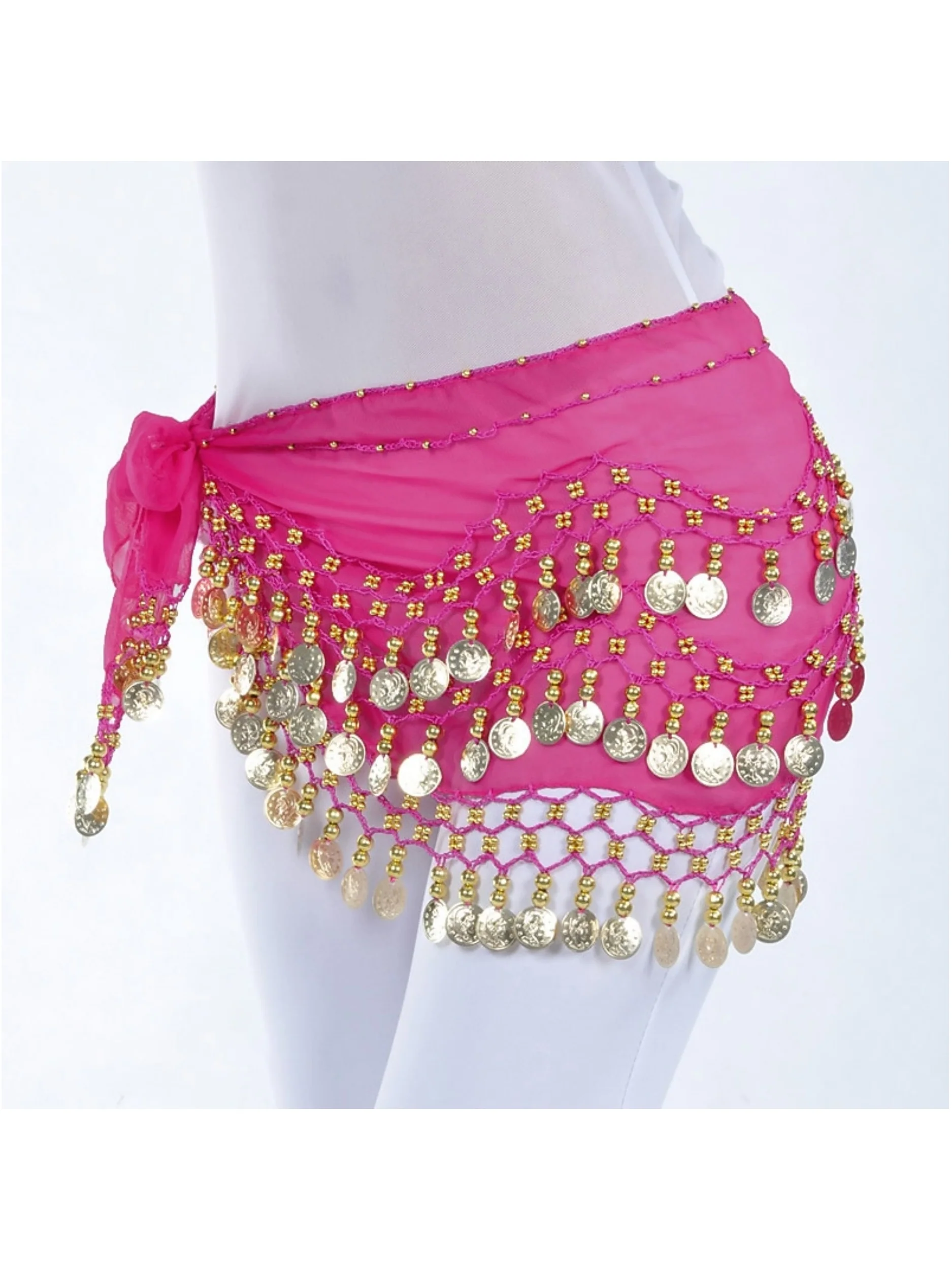 Belly Dance Hip Scarf Coin Sequin Women's Training Chiffon / Ballroom Gold Coin Belt - Image 6