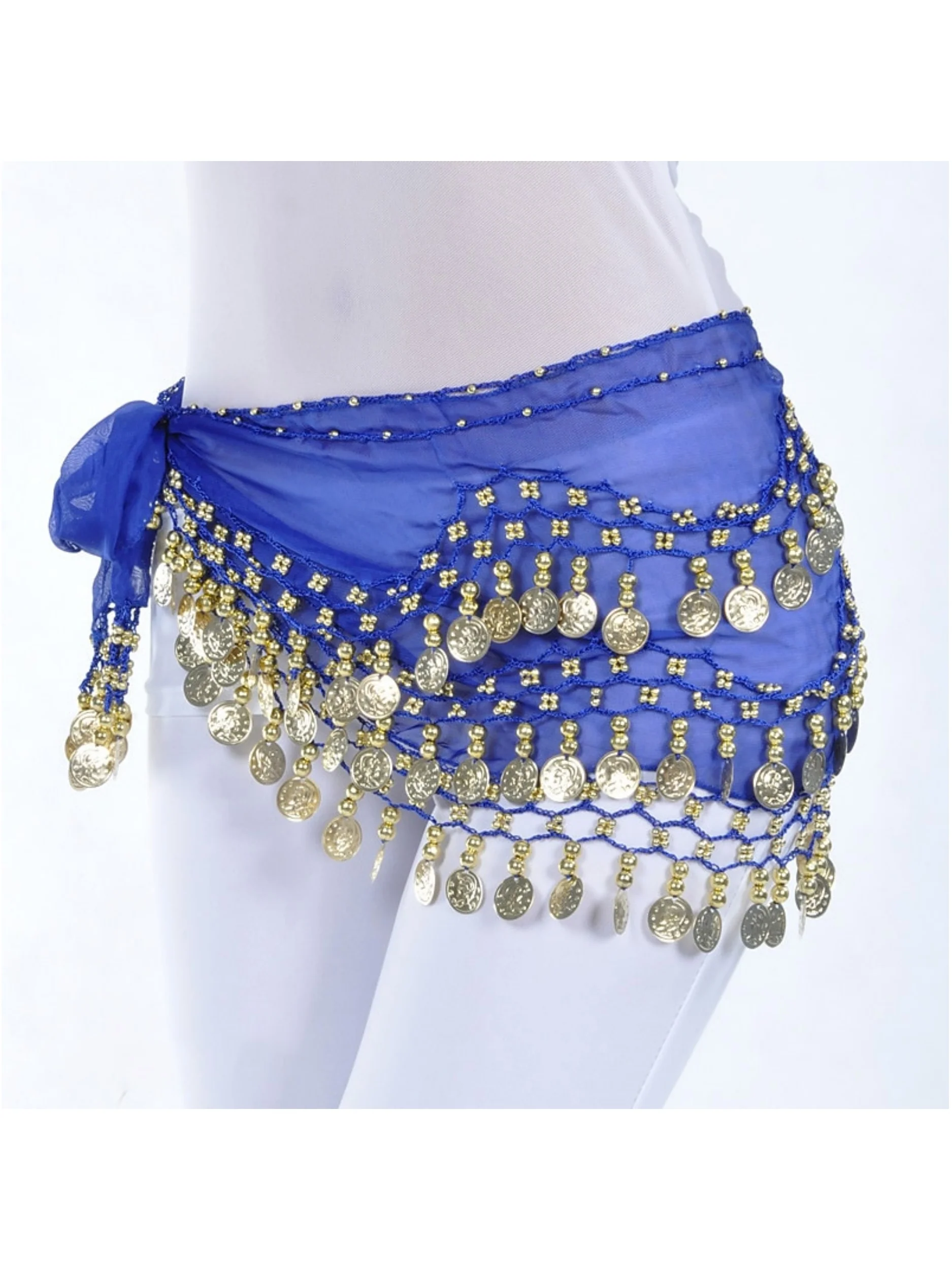 Belly Dance Hip Scarf Coin Sequin Women's Training Chiffon / Ballroom Gold Coin Belt - Image 7