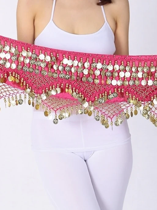 Belly Dance Hip Scarves Women's Performance Polyster Paillette Hip Scarf - Image 10