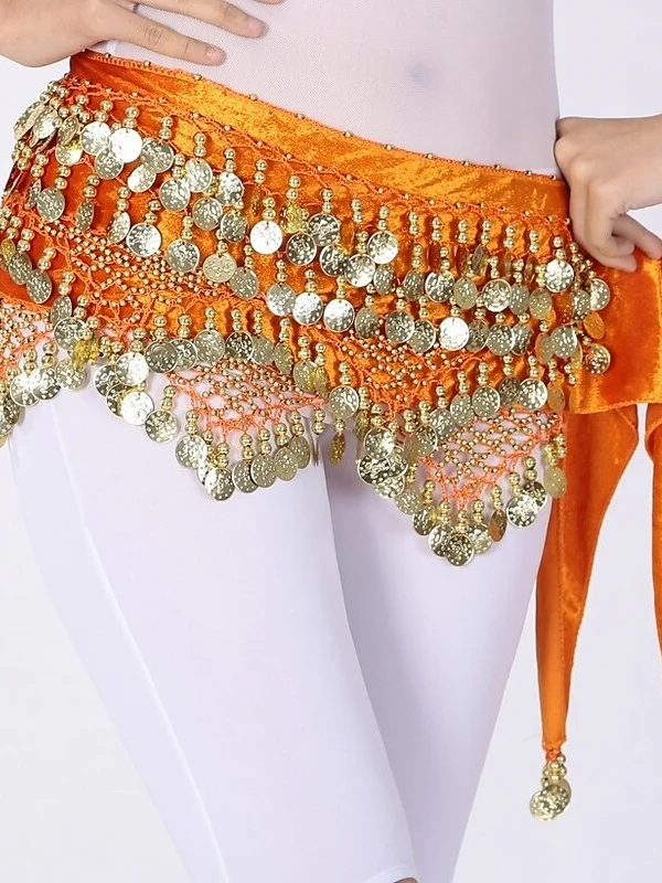 Belly Dance Hip Scarves Women's Performance Polyster Paillette Hip Scarf - Image 11