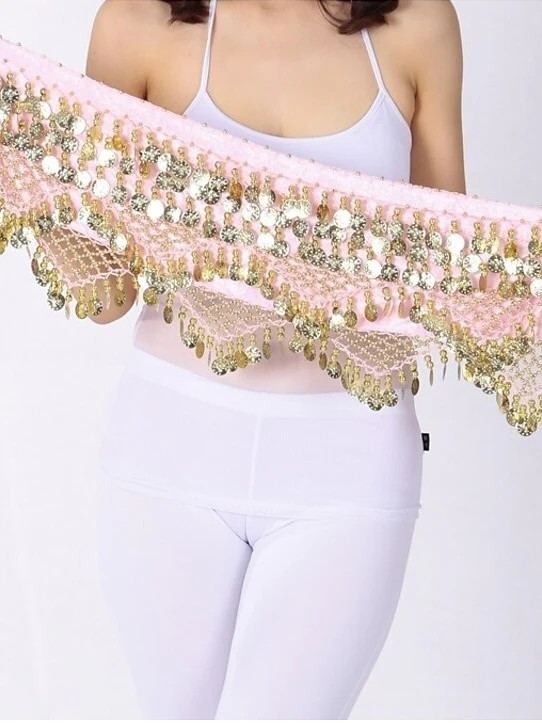 Belly Dance Hip Scarves Women's Performance Polyster Paillette Hip Scarf - Image 12