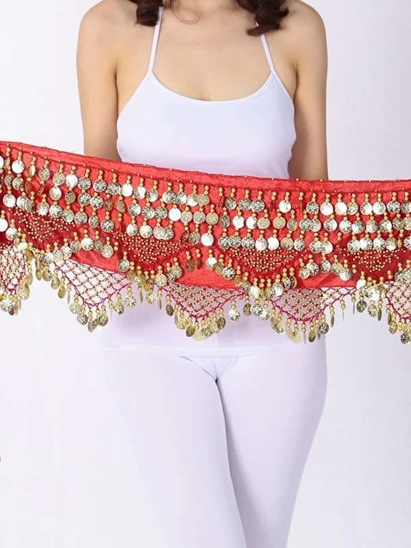 Belly Dance Hip Scarves Women's Performance Polyster Paillette Hip Scarf - Image 2